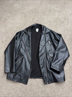 Maeve Black Faux Leather Moto Jacket